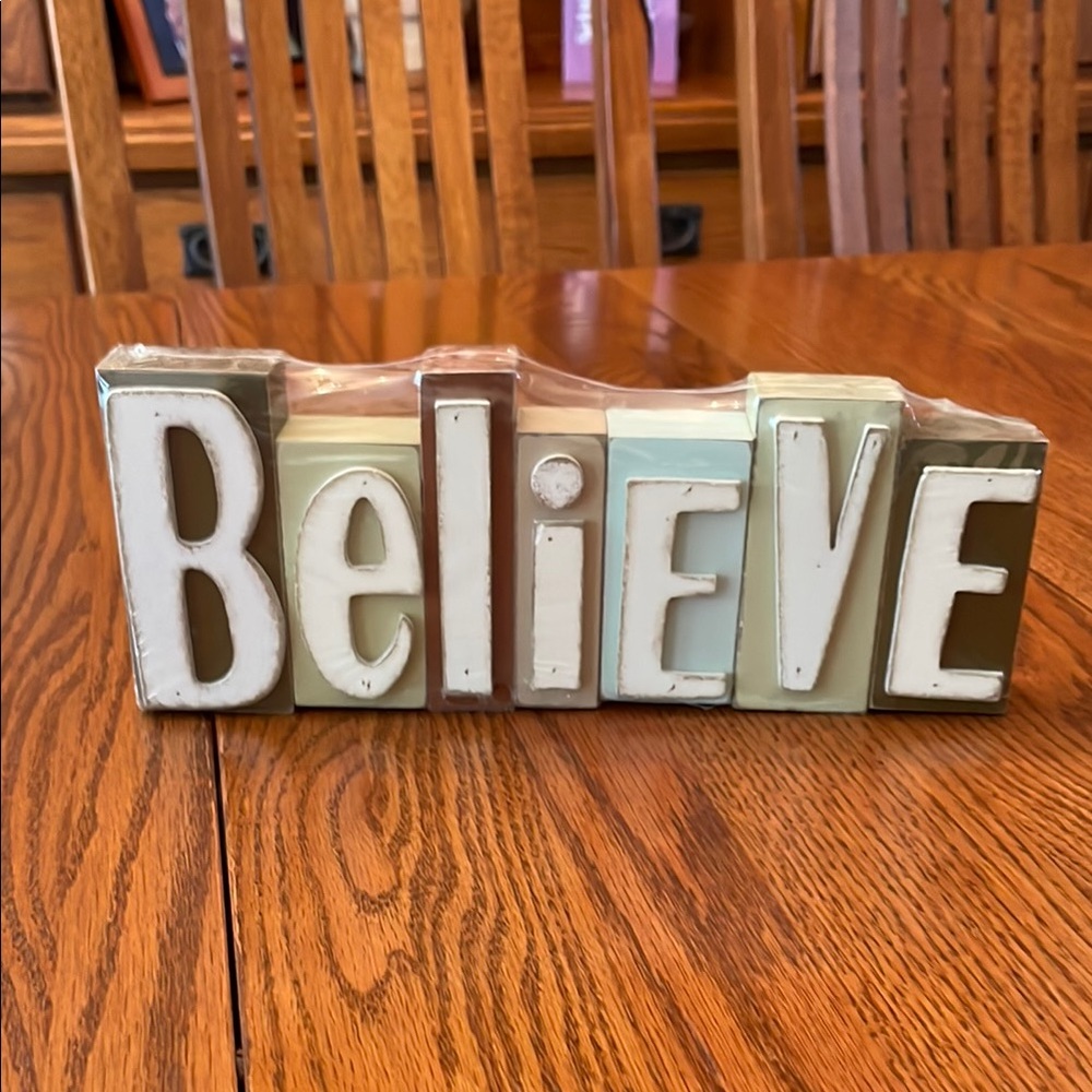 Multicolor 'Believe' Decorative Wooden Sign